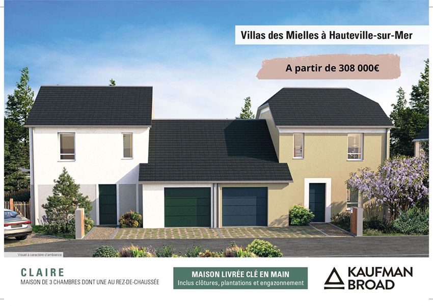Image Façade à  maison mitoyenne de Hauteville-sur-Mer