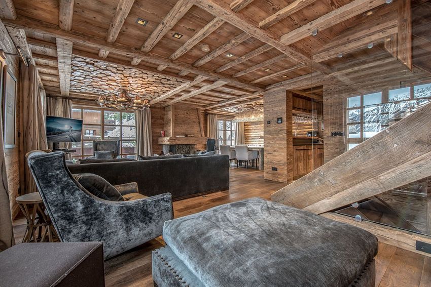 Image Salon à  chalet de montagne de Courchevel