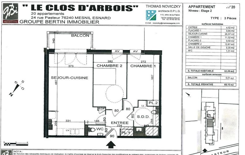 Image Plan à appartement de 24 Rue Pasteur